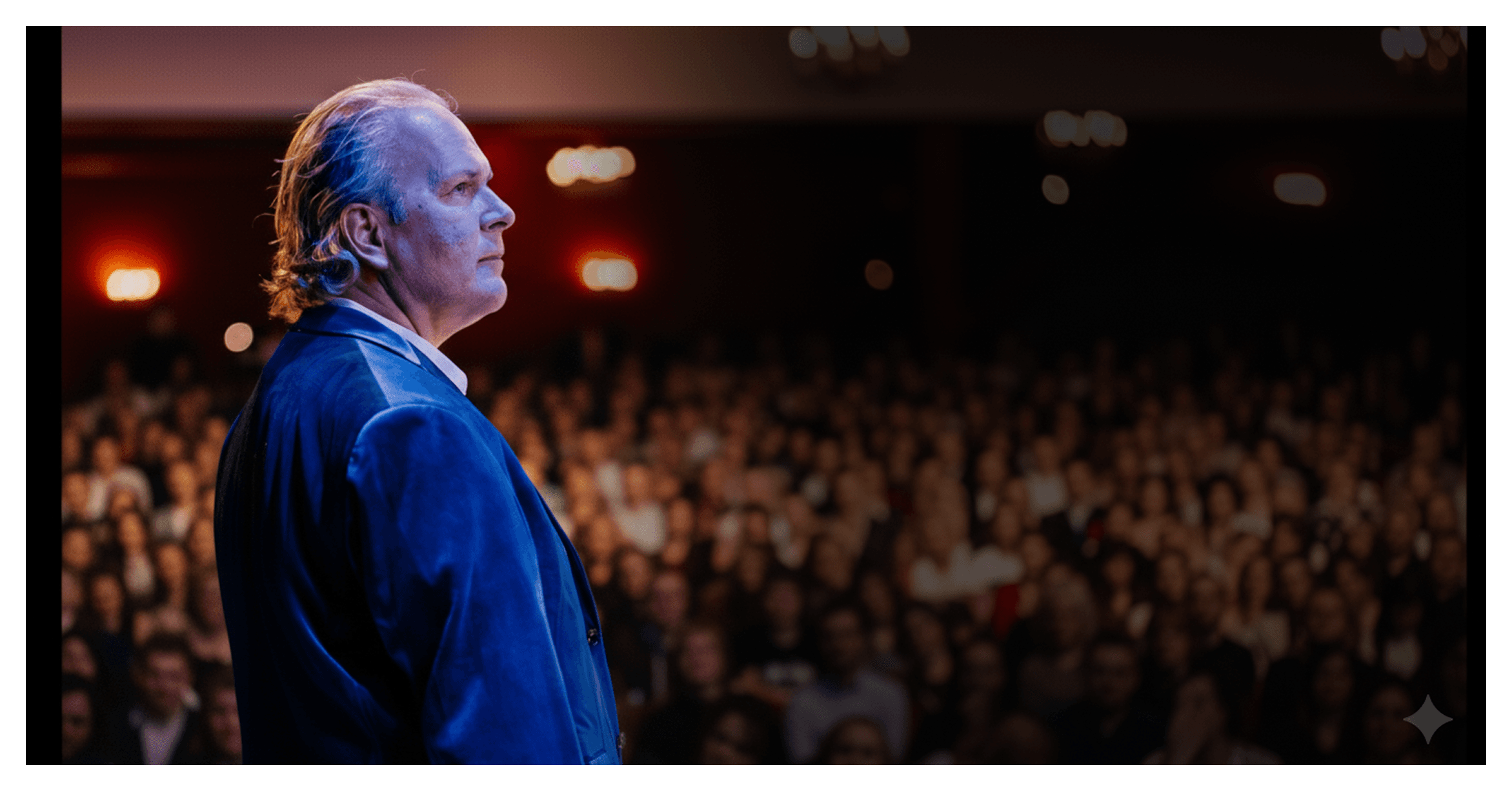 Brian Moses speaking on stage